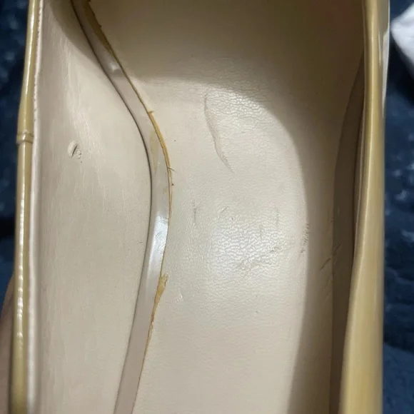 Nine West Glossy Tan Peep-Toe Heels - Picture 6 of 8